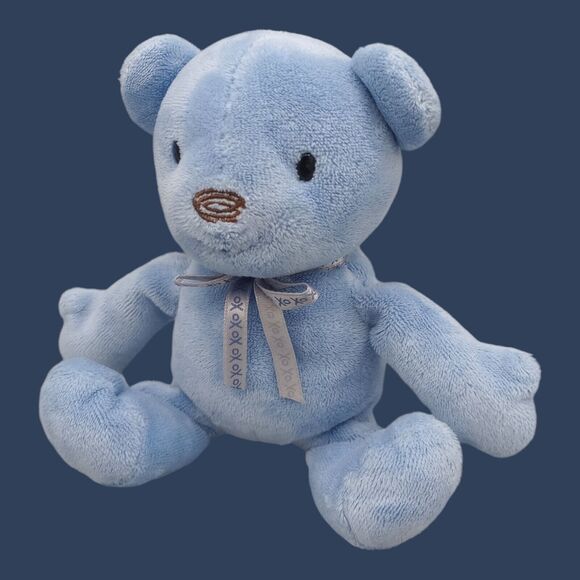 Carter's Classics Baby Blue Teddy Bear Rattle Plush Infant Toy Prestige Toys - Picture 1 of 11